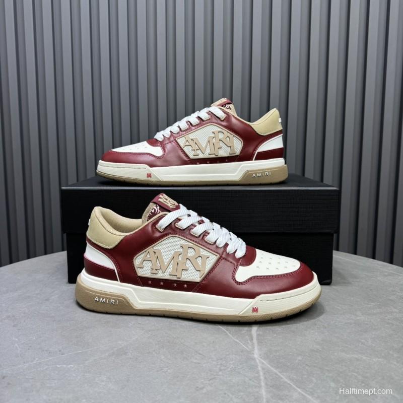 2025 Unisex Amiri Red White Beige Leather Sneakers MJ00360