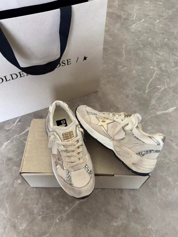 2024 Women GGDB Beige White Suede Mesh Sneakers