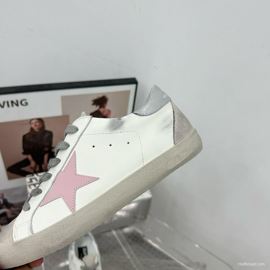 2025 Women GGDB White Pink Leather Sneakers