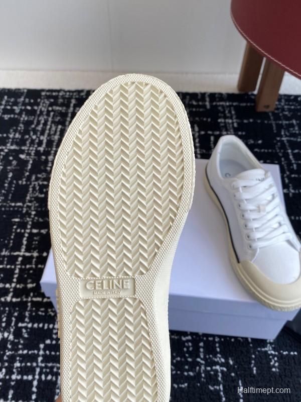 2025 Women Celine White Canvas Sneakers KFY00285