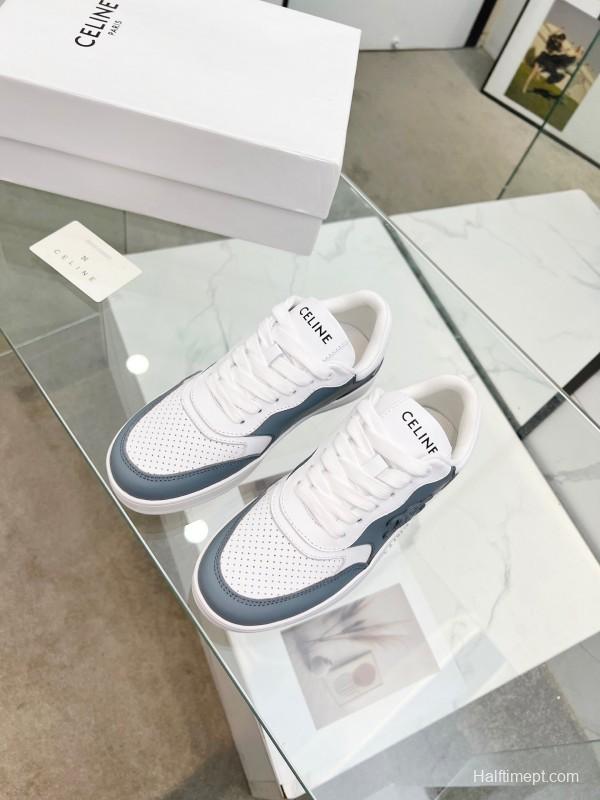 2025 Unisex CELINE White Grey Leather Sneakers