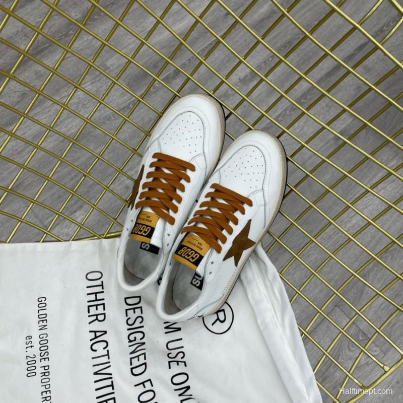 2024 Unisex GGDB White Brown Leather Sneakers MJ00260