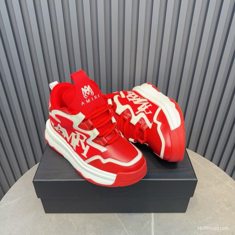 2024 Men Amiri Red White Leather Sneakers MJ00400