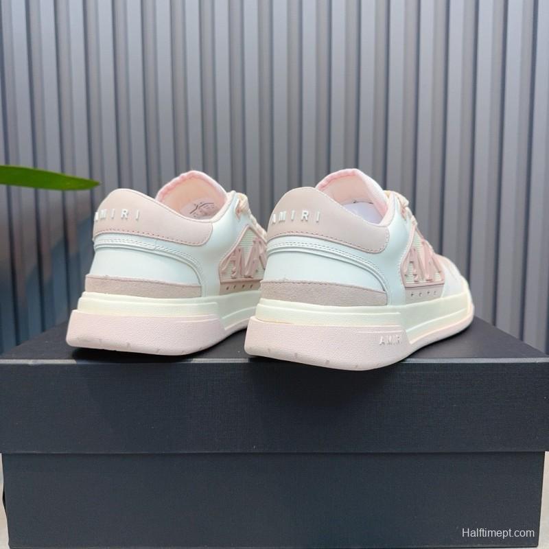 2025 Unisex Amiri White Pink Leather Sneakers MJ00360
