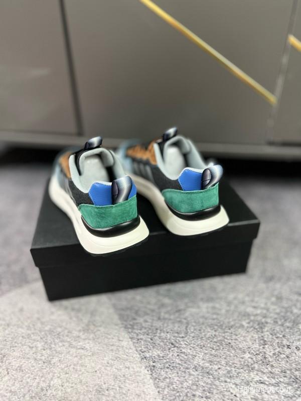 2024 Men Armani black brown blue green leather mesh sneakers MJ00230