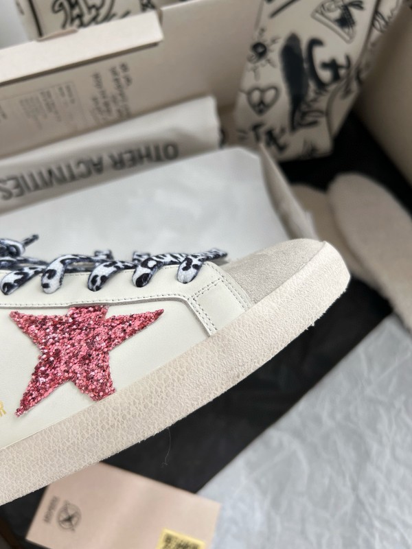 2024 Unisex GGDB White Pink Glitter Suede Leather Fur Slippers MJ00280