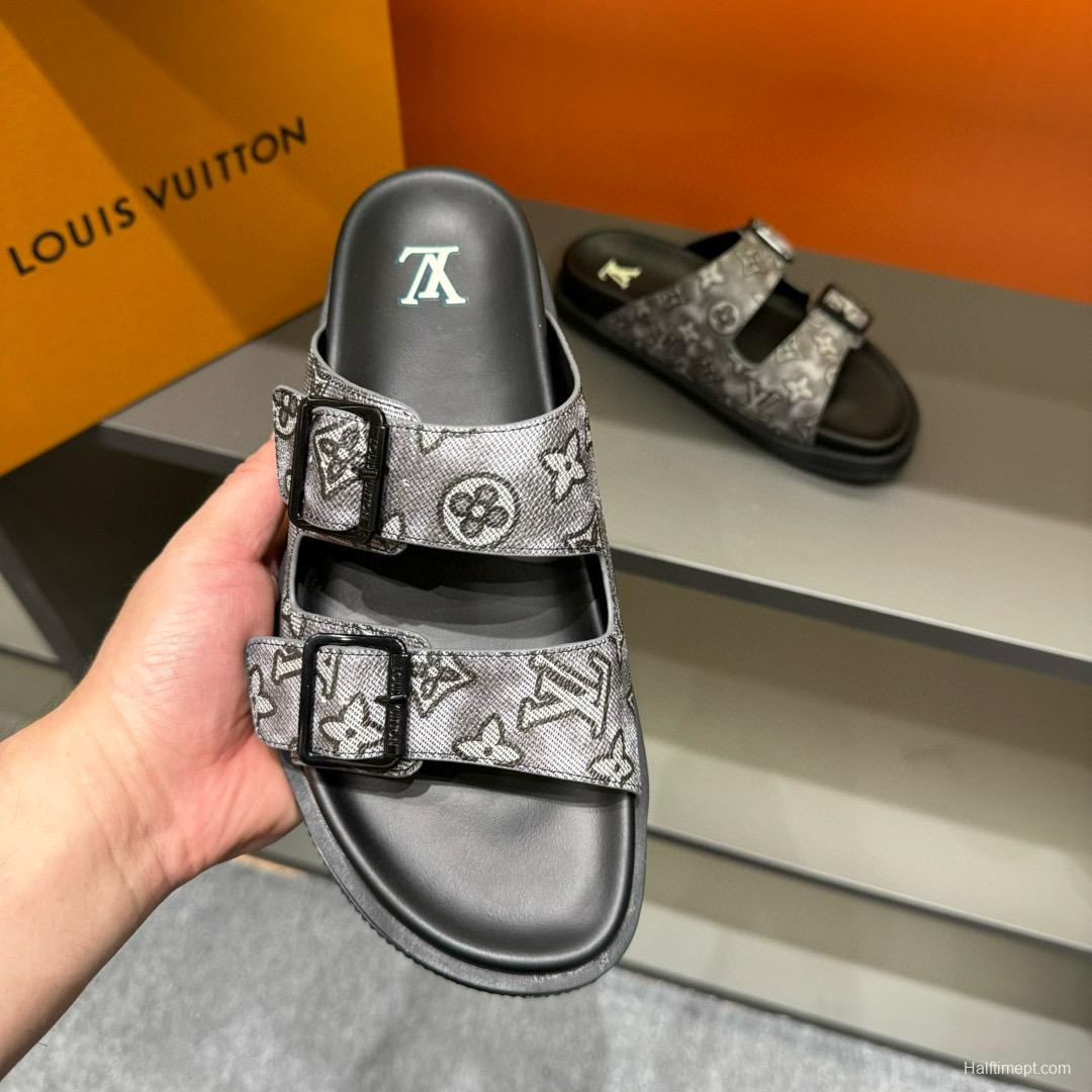 2024 Slippers Louis Vuitton Gray Leather Slippers MJ00210