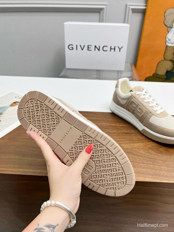 2024 Unisex Givenchy Beige Silk Calfskin Patent Leather Sneakers MJ00380