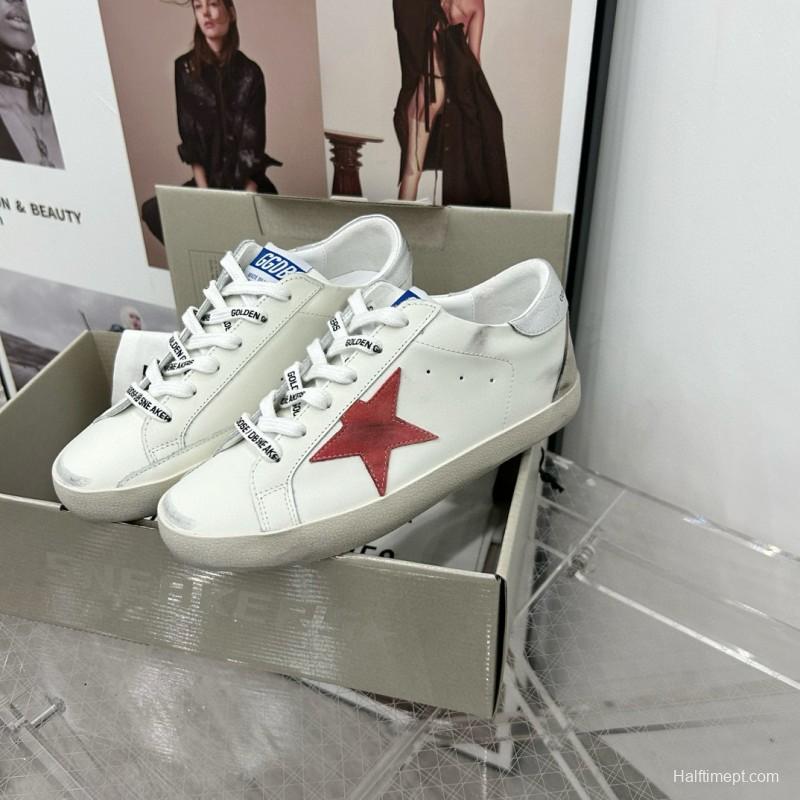 2025 Women GGDB White Red Leather Sneakers