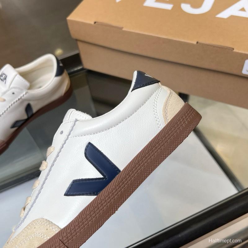 2025 Women VEJA White Beige Navy Suede Leather Casual Sneakers MJ00251