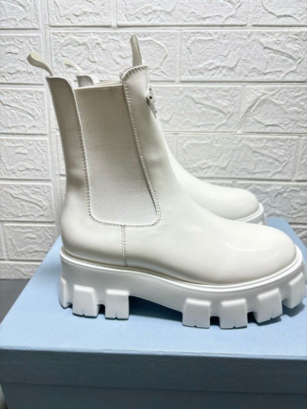 2024 Women Prada White Leather Boots MJ00380