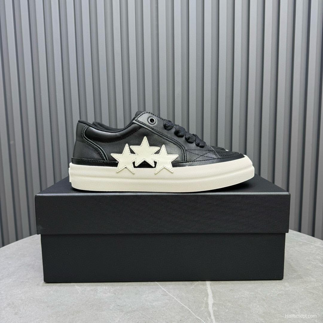 2024 Unisex Amiri Black White Leather Sneakers MJ00300