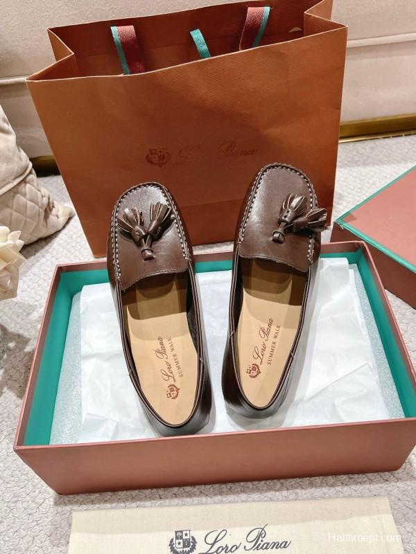 2025 Women LP Brown Leather Loafer Tassel LY00291