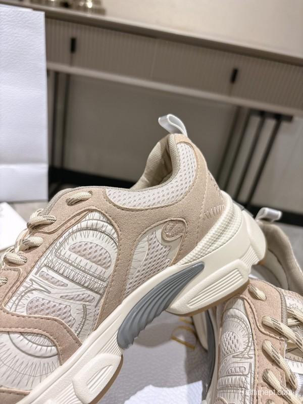 2025 Women Dior Beige Mesh Suede Sneakers KFY00370