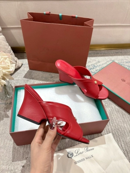 2025 Women Le Parmentier Red Leather Slippers LY00300