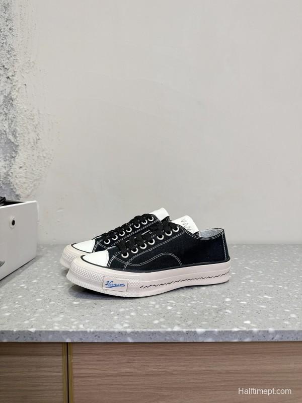 2025 Unisex VISVIM Black Canvas Sneakers KFY00260