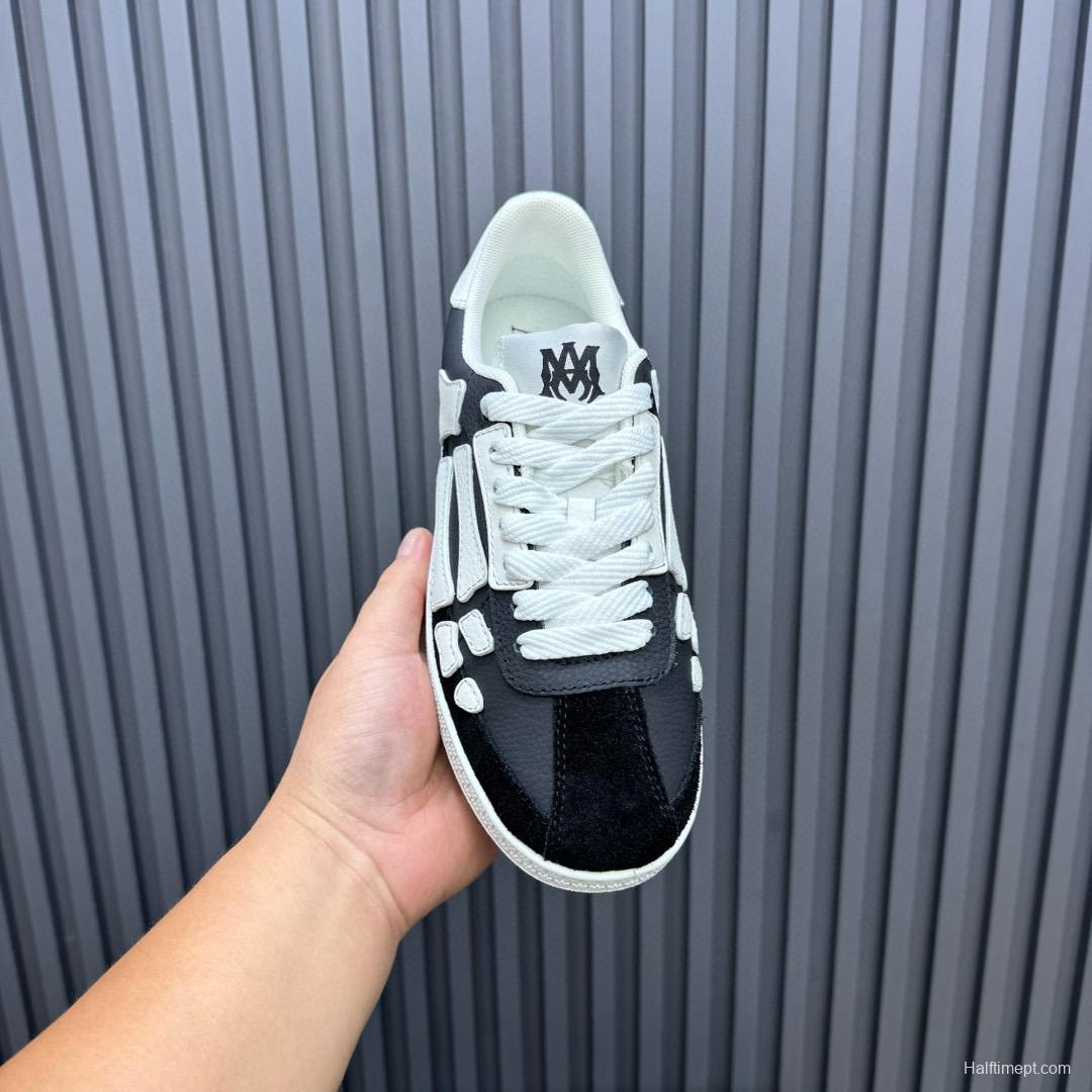 2024 Unisex Amiri Black White Leather Sneakers MJ00300