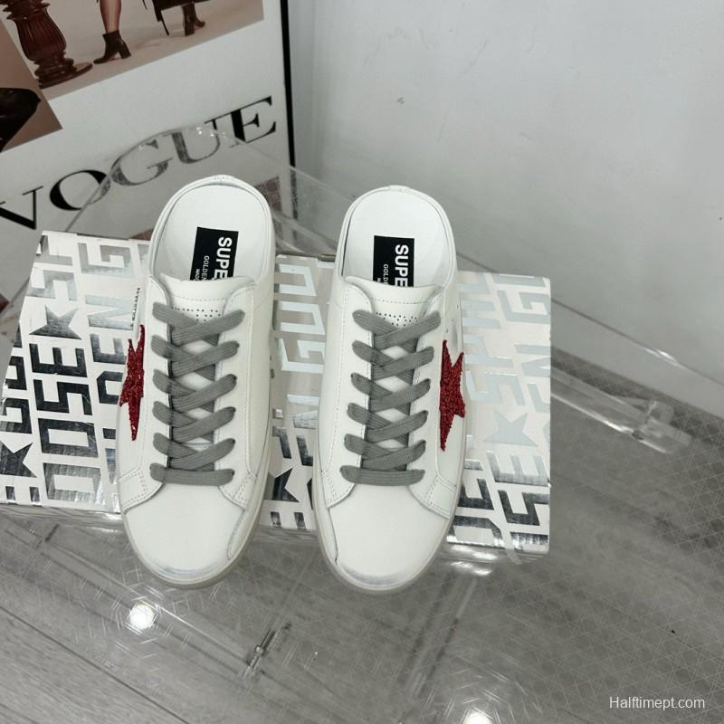 2025 Women GGDB White Red Leather Sneakers