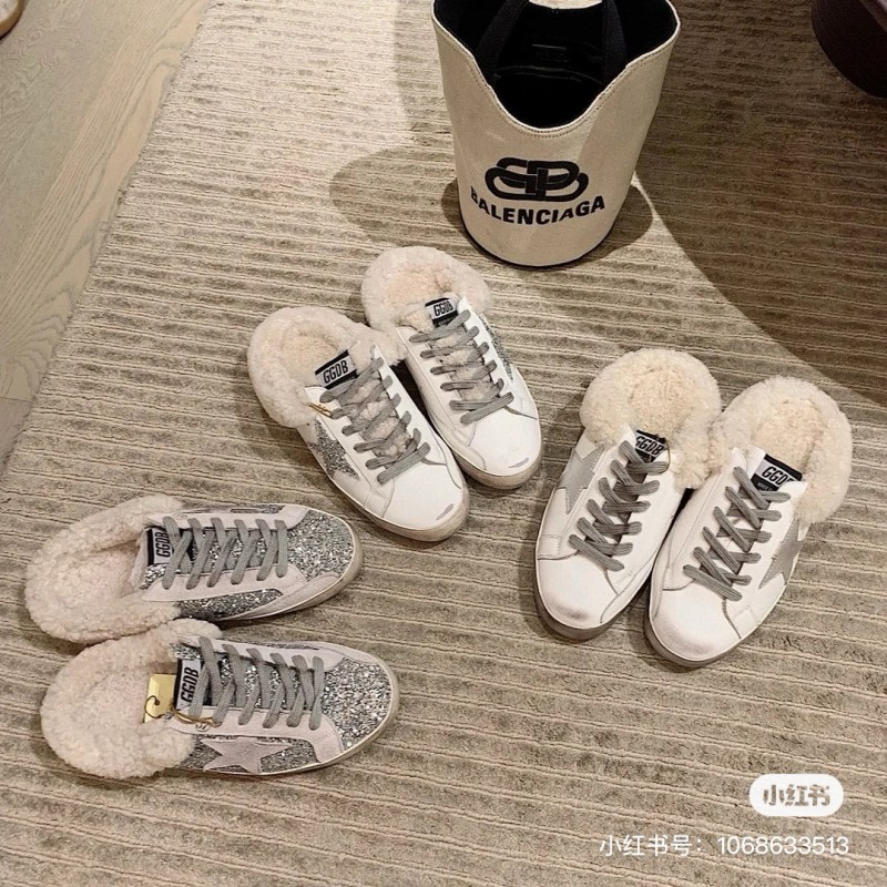 2024 Slippers GGDB Silver Shearling Slippers MJ00280