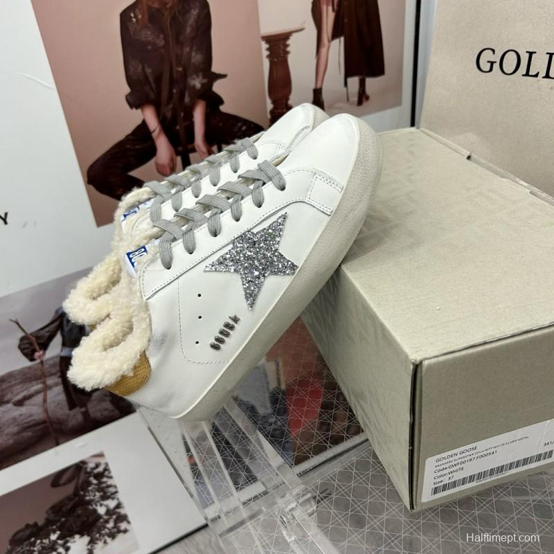 2025 Women GGDB White Silver Leather Sneakers MJ00260
