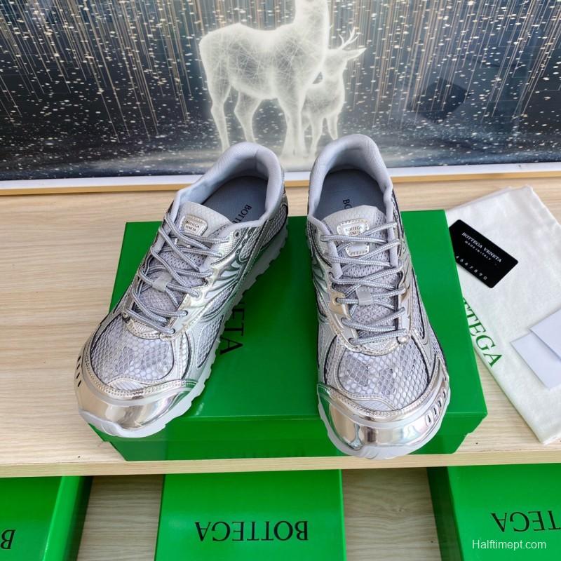 2025 Unisex Bottega Veneta Silver Grey Mesh TPU Runner Sneakers LY00310