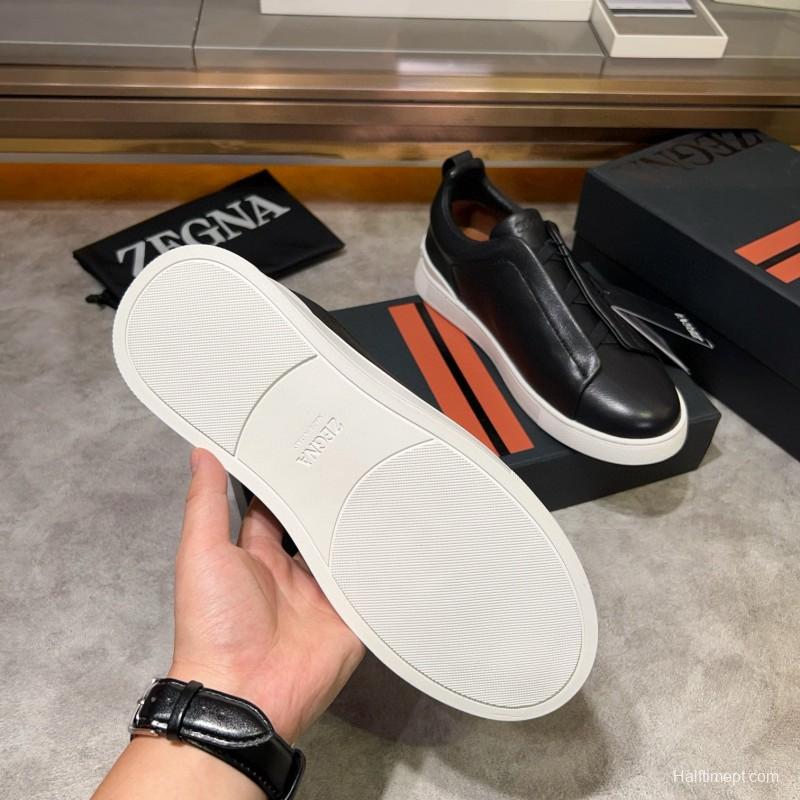 2024 Men Ermenegildo Zegna Black Calfskin Sneakers