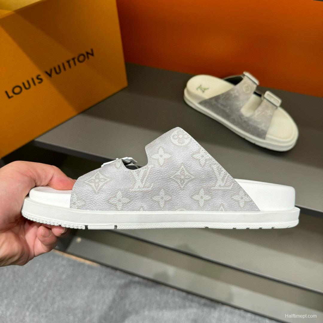 2024 Slippers Louis Vuitton White Canvas Slippers