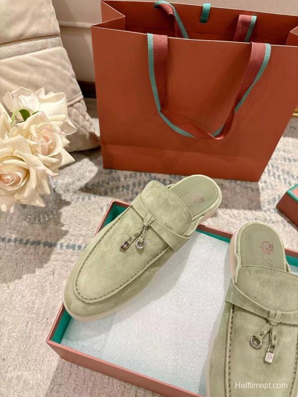 2025 Women LP Light Green Suede Loafers LY00000