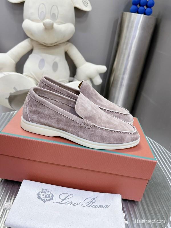 2025 Unisex Philipp Plein Taupe Calf Suede Loafers Soft Latex Sole LY00260