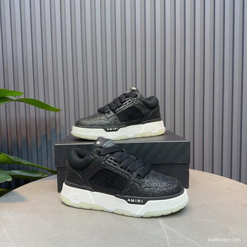 2024 Men Amiri Black Mesh Leather Sneakers MJ00360