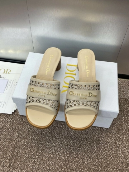2025 Women Dior Beige Leather Sandals