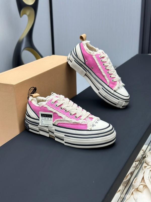 2025 Unisex XVESSEL Pink White Canvas Plimsolls Vulcanized AS00240