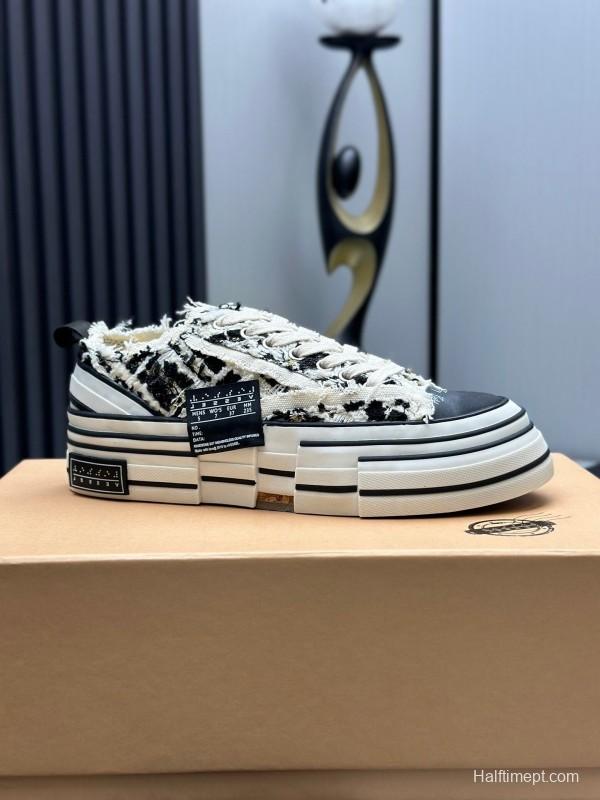 2025 Unisex XVESSEL Black White Canvas Plimsolls Hand-painted AS00260