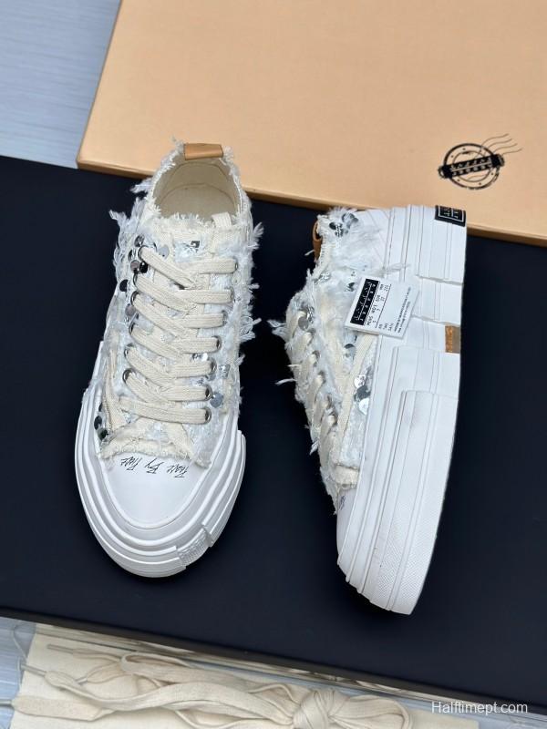 2025 Unisex XVESSEL White Canvas Plimsolls Vulcanized AS00260