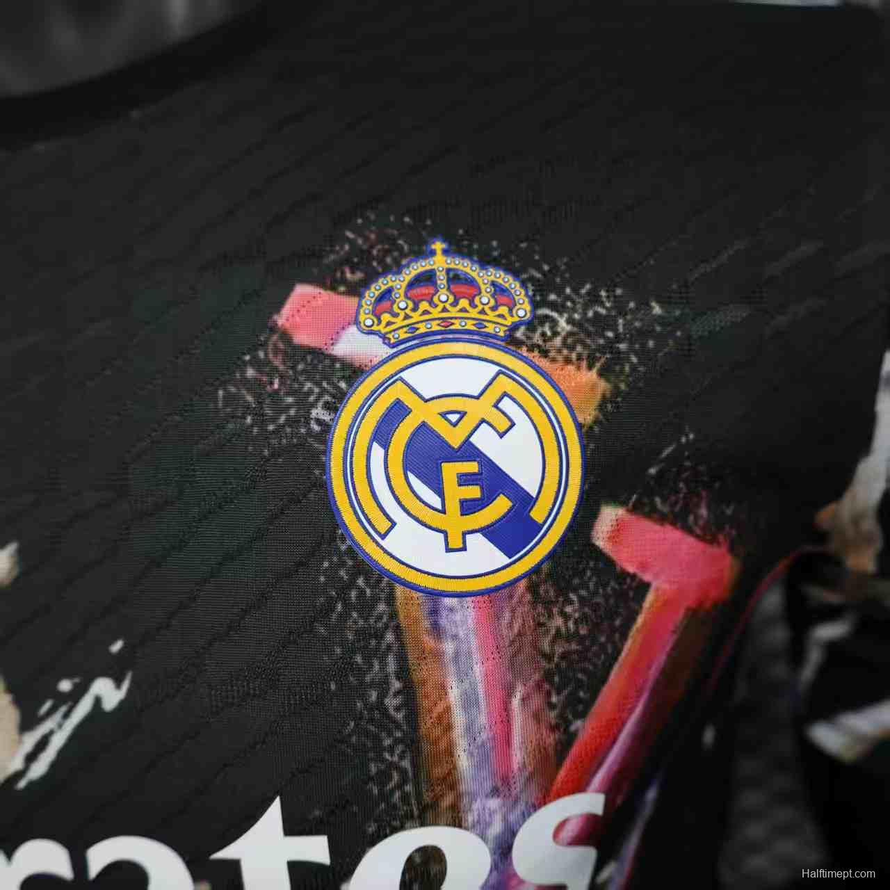 Player Version 25/26 Real Madrid Black with Colorful Abstract Art Pattern Jersey
