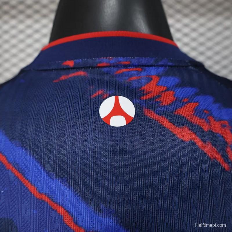 Player Version 25/26 PSG Paris Saint-Germain Blue with Red Lightning Pattern Jersey
