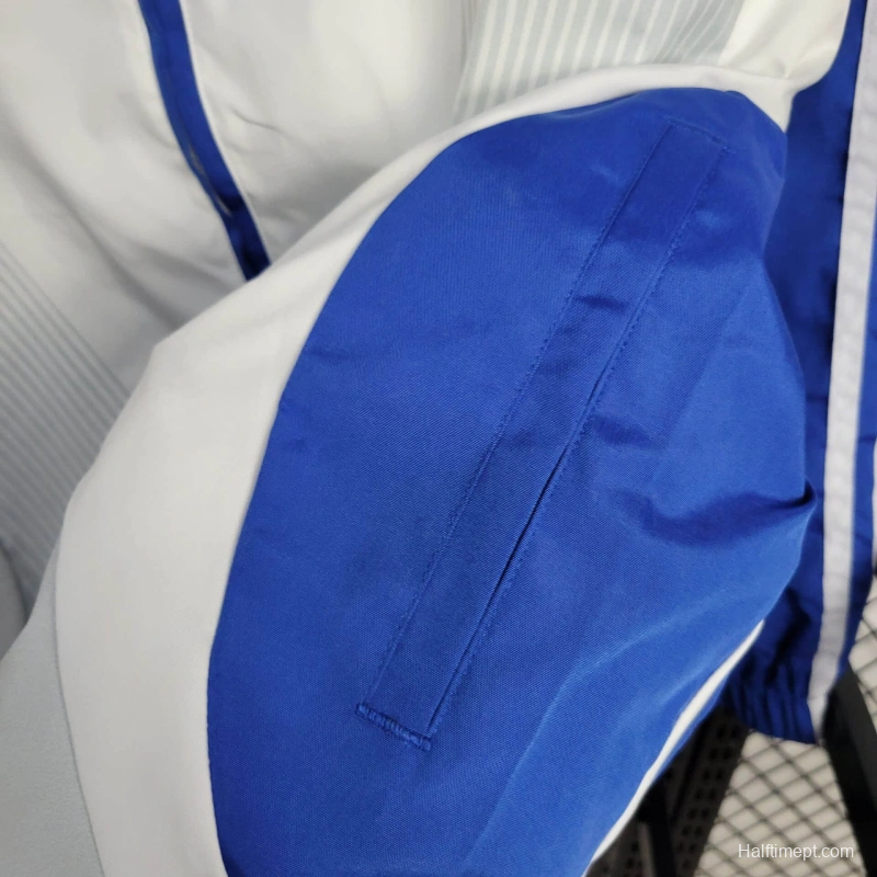 2025 Greece Jacket White/Blue Windbreaker