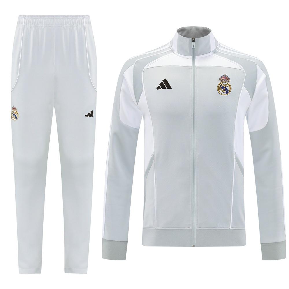 25/26 Real Madrid Grey Full Zipper Jacket + Long Pants