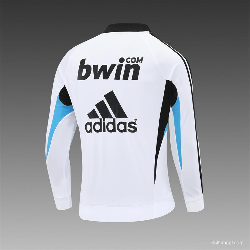 Retro 08/09 Real Madrid White Half Zipper Jacket