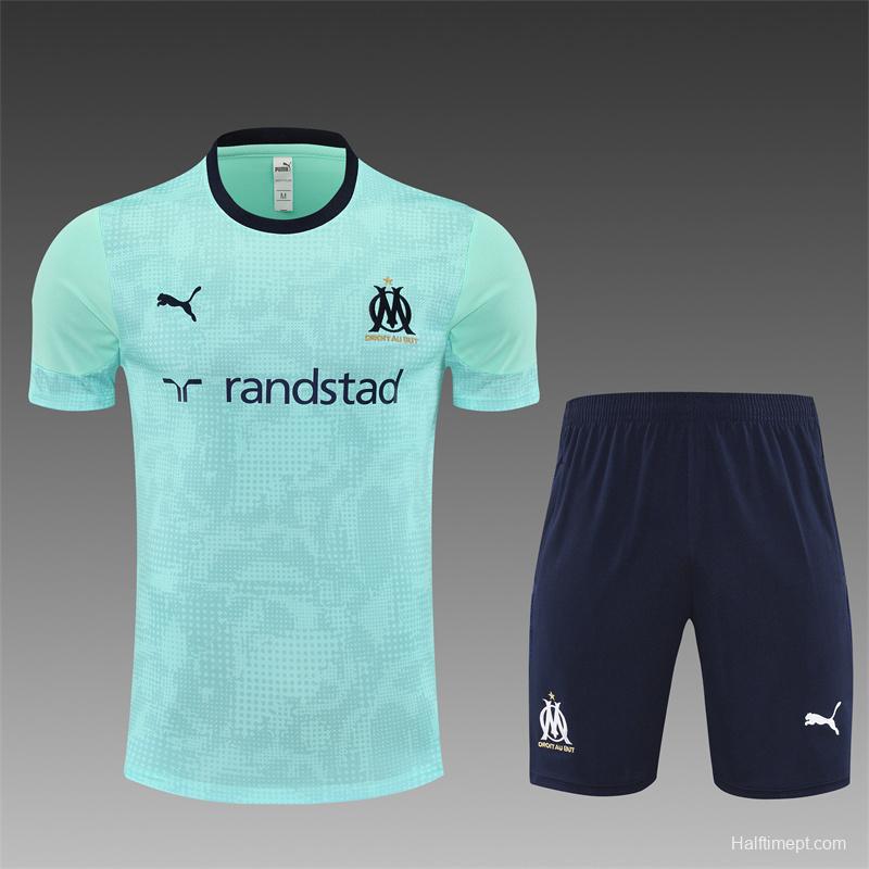 25/26 Olympique de Marseille Lake Blue Camouflage with XS Short Sleeve+Soccer Shorts