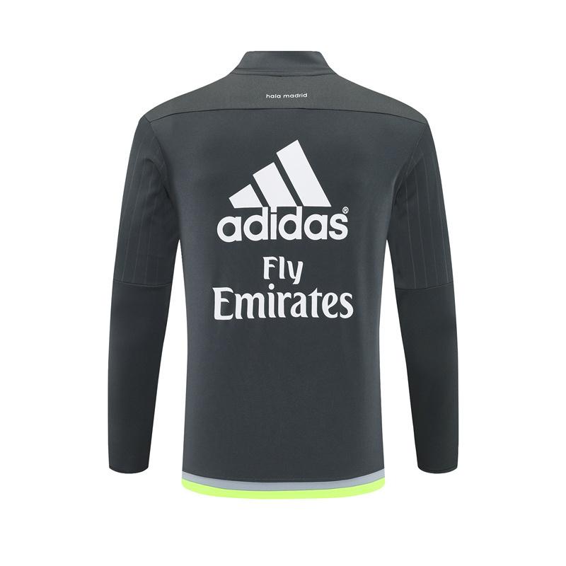 Retro 15/16 Real Madrid Dark Grey Half Zipper Jacket+Long Pants