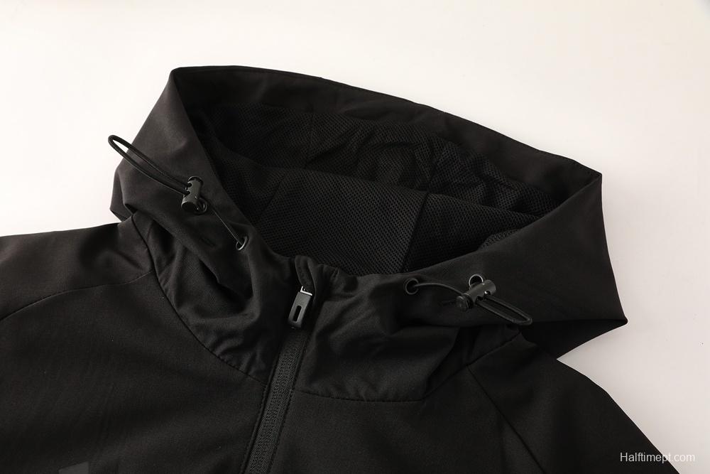 25/26 Adidas Black Hoodie Full Zipper Jacket + Long Pants