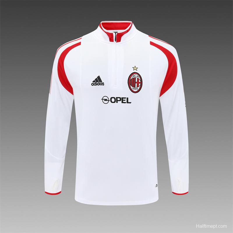 Retro 04/05 AC Milan White Half Zipper Jacket