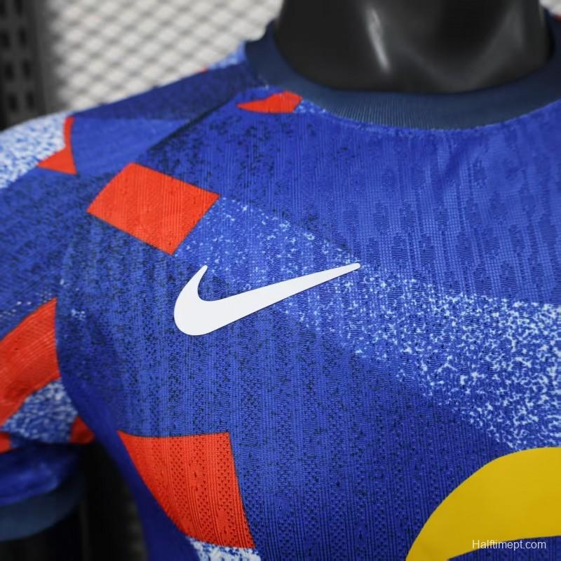 Player Version 25/26 FC Barcelona Blue with Abstract Geometric Pattern Jersey