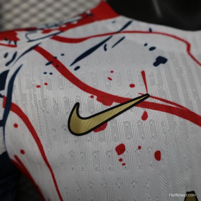 Player Version 25/26 PSG/Paris Saint-Germain White with Abstract Art Pattern Jersey