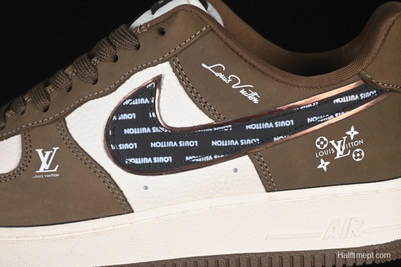 Nike Air Force 1 '07 Low LV Collaboration Military Green Silver Black Casual Sneakers - DK0188-086