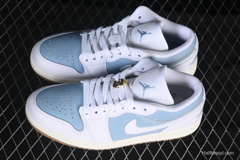 Nike Air Jordan 1 Low Denim Worn Blue Retro Basketball Shoes - HQ2004-400