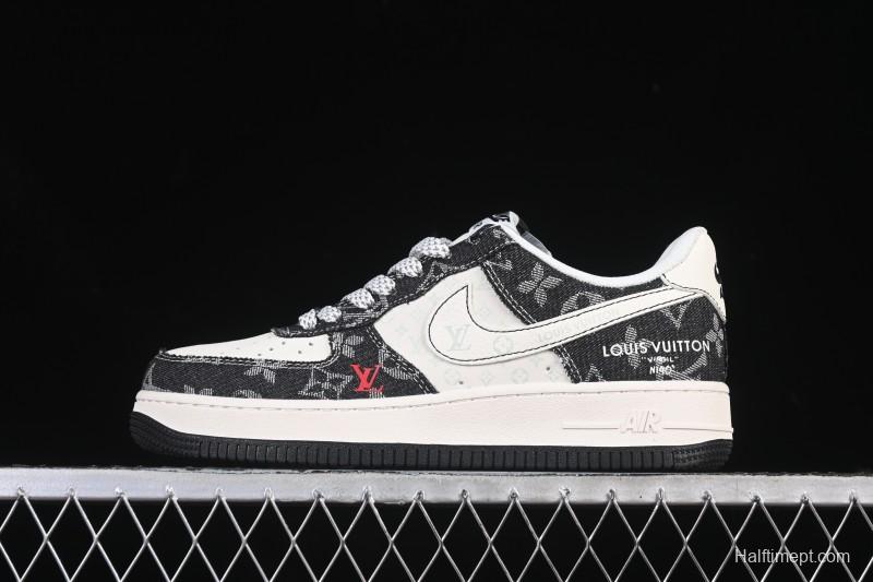 Nike Air Force 1 '07 Low LV Collaboration Denim Beige Black Stitching Casual Sneakers - MZ9588-815