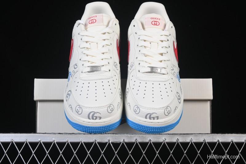 Nike Air Force 1'07 Low Gucci Collaboration White Red Blue Low-Top Casual Sneakers - SC0601-572