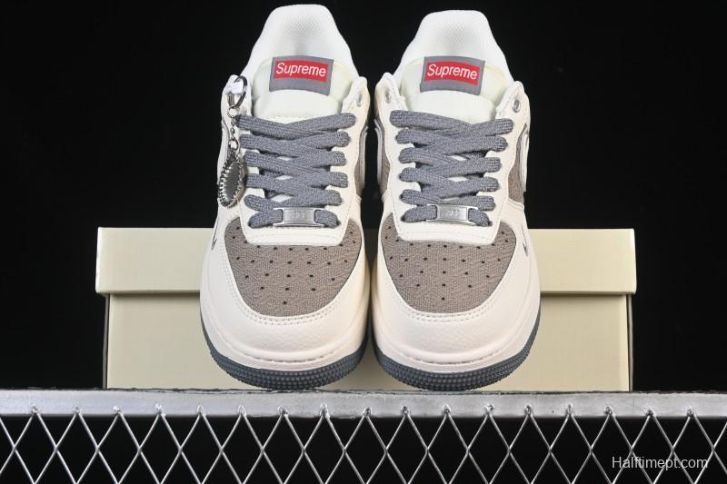 Nike Air Force 1 '07 Low Supreme Collaboration Beige Canvas Casual Sneakers - XX3168-210